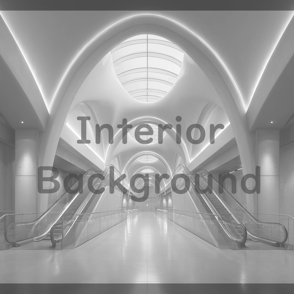 04_エスカレーター広場空間背景|モダン建築デザイン(4色セット)