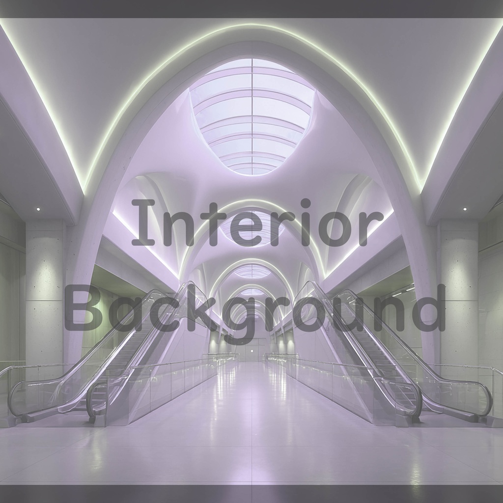 04_エスカレーター広場空間背景|モダン建築デザイン(4色セット)