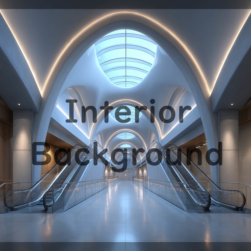 01_エスカレーター広場空間背景|モダン建築デザイン(8色セット)