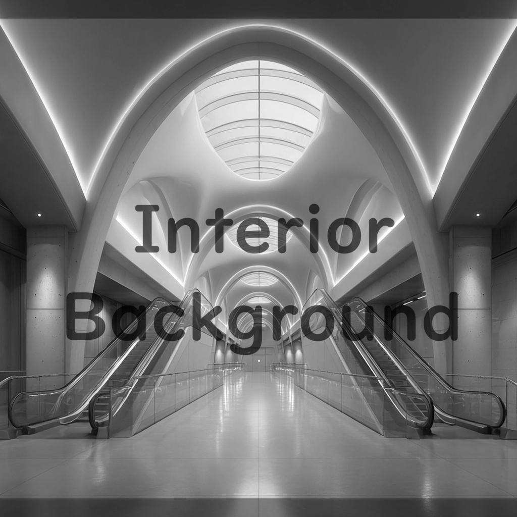 01_エスカレーター広場空間背景|モダン建築デザイン(8色セット)