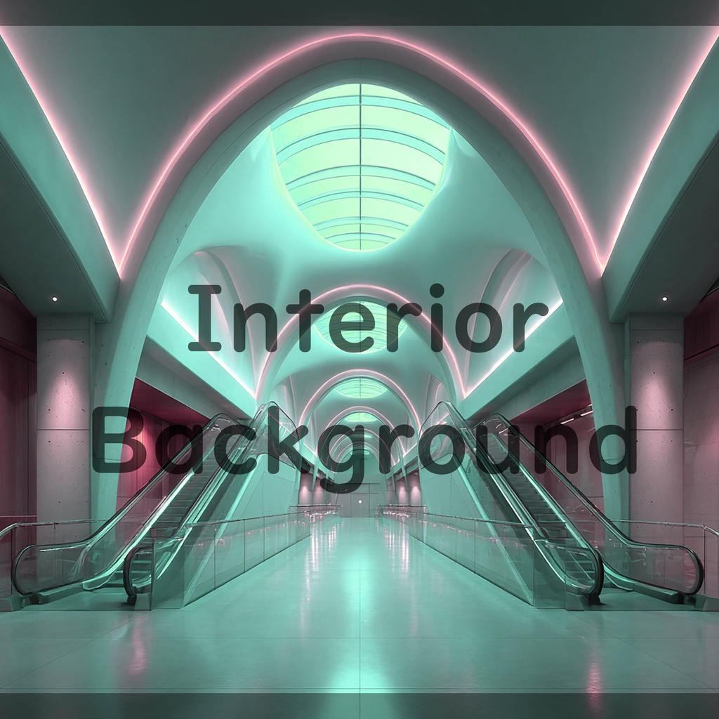 01_エスカレーター広場空間背景|モダン建築デザイン(8色セット)