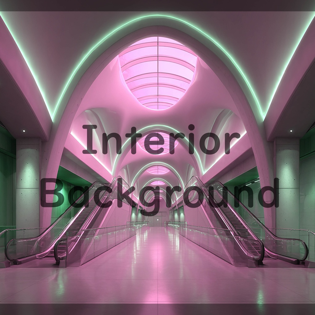 01_エスカレーター広場空間背景|モダン建築デザイン(8色セット)