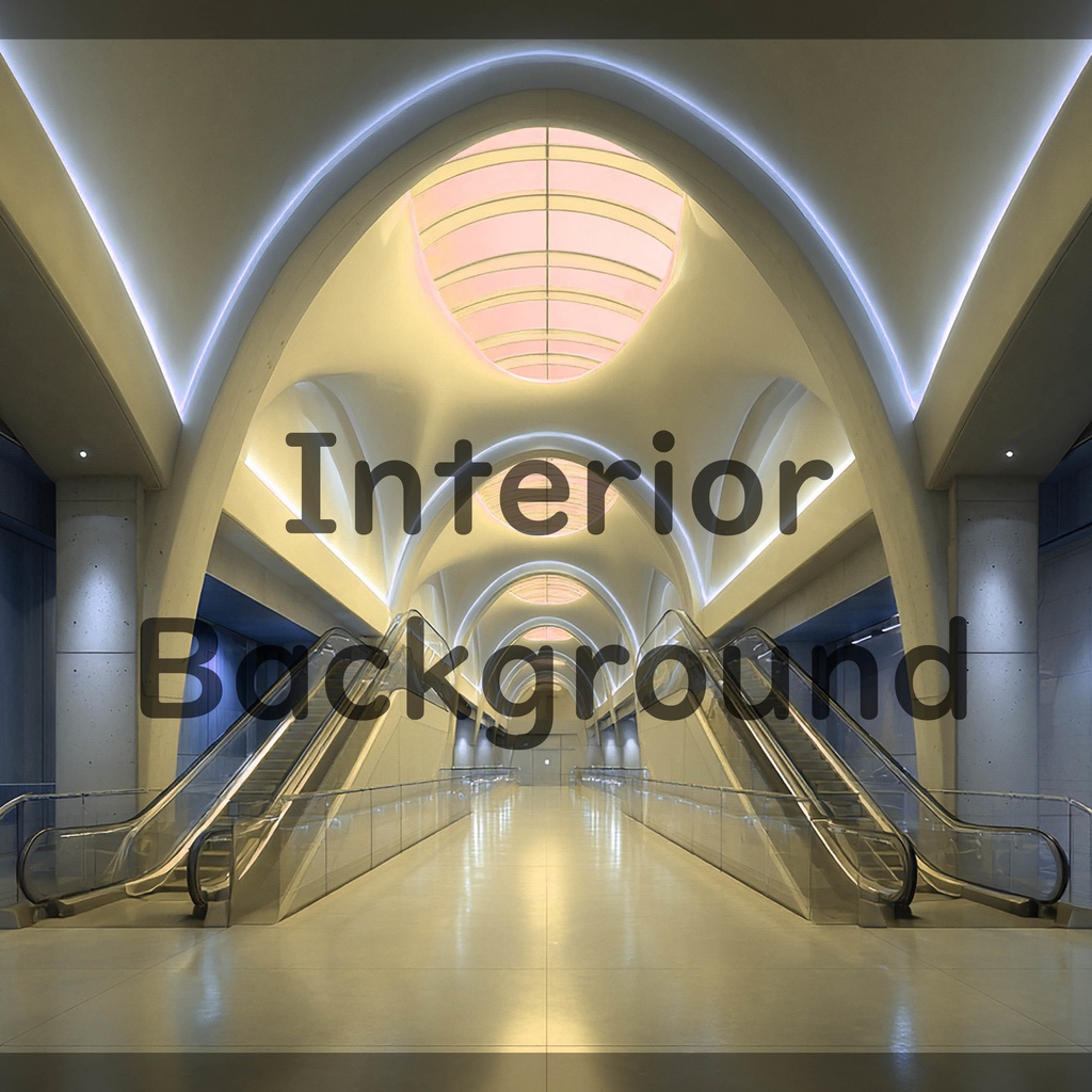 01_エスカレーター広場空間背景|モダン建築デザイン(8色セット)