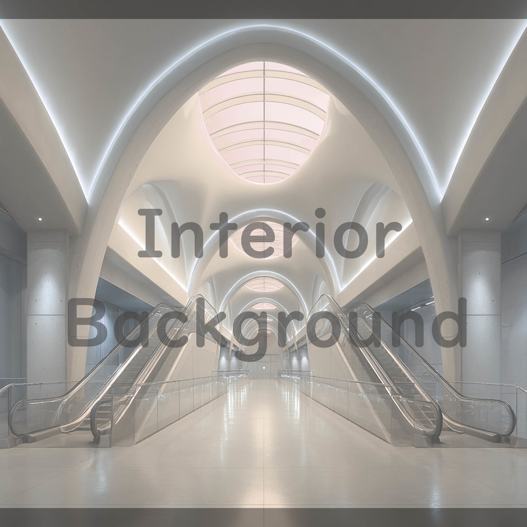 02_エスカレーター広場空間背景|モダン建築デザイン(8色セット)