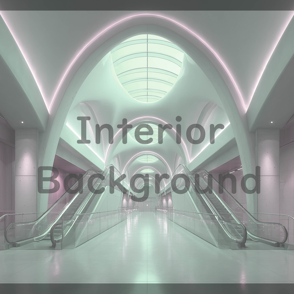 02_エスカレーター広場空間背景|モダン建築デザイン(8色セット)