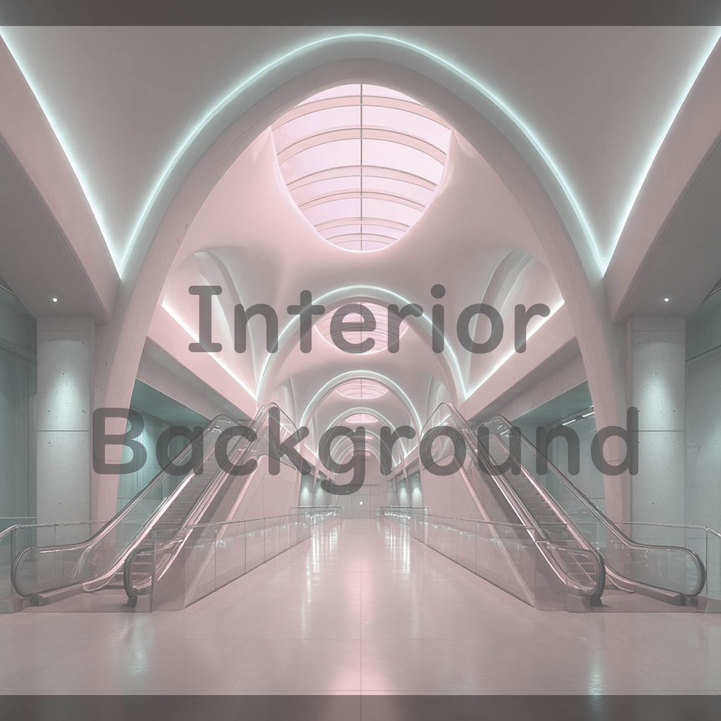 02_エスカレーター広場空間背景|モダン建築デザイン(8色セット)