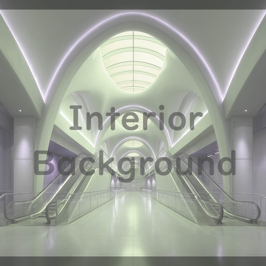 02_エスカレーター広場空間背景|モダン建築デザイン(8色セット)