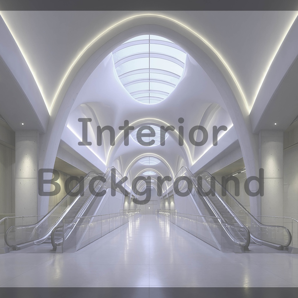 02_エスカレーター広場空間背景|モダン建築デザイン(8色セット)