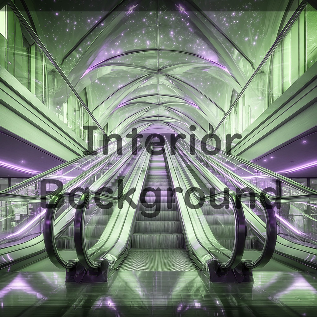 01_光天井エスカレーター空間背景|未来通路デザイン(4色セット)