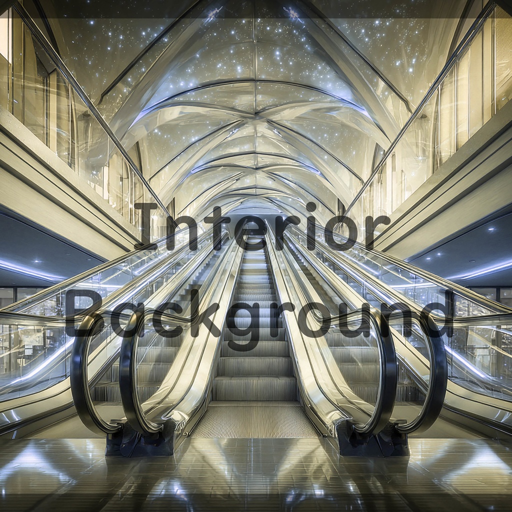 02_光天井エスカレーター空間背景|未来通路デザイン(4色セット)