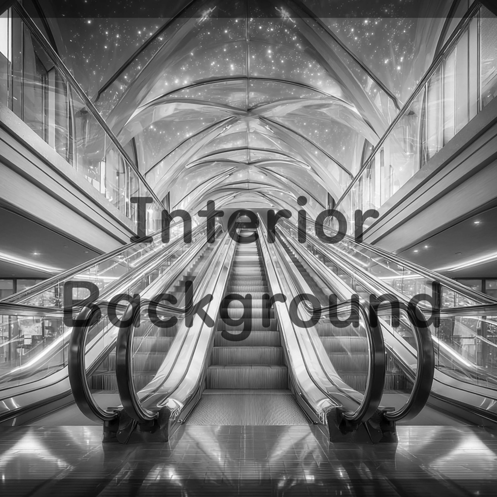 02_光天井エスカレーター空間背景|未来通路デザイン(4色セット)