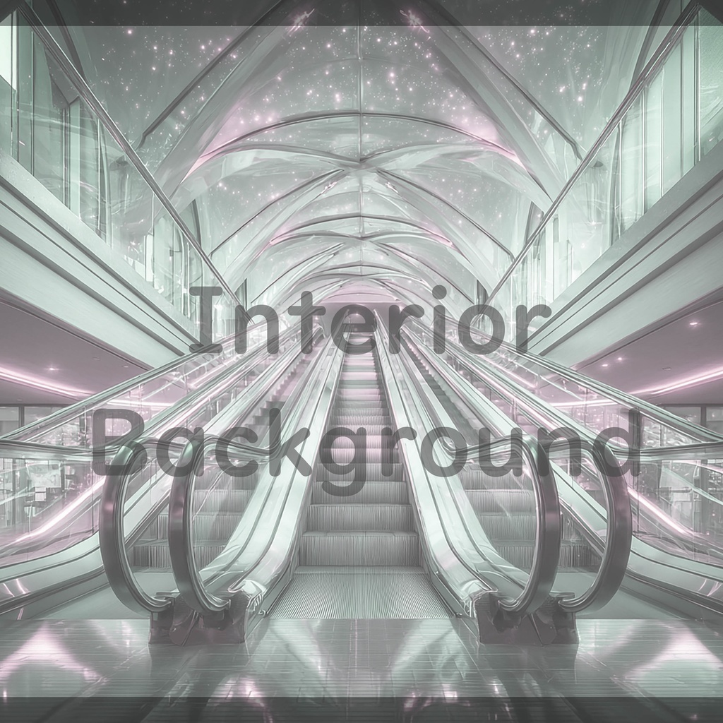 03_光天井エスカレーター空間背景|未来通路デザイン(4色セット)