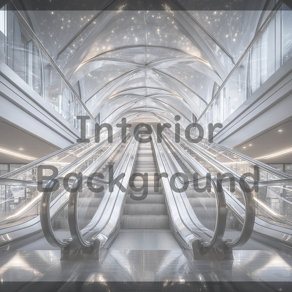 03_光天井エスカレーター空間背景|未来通路デザイン(4色セット)
