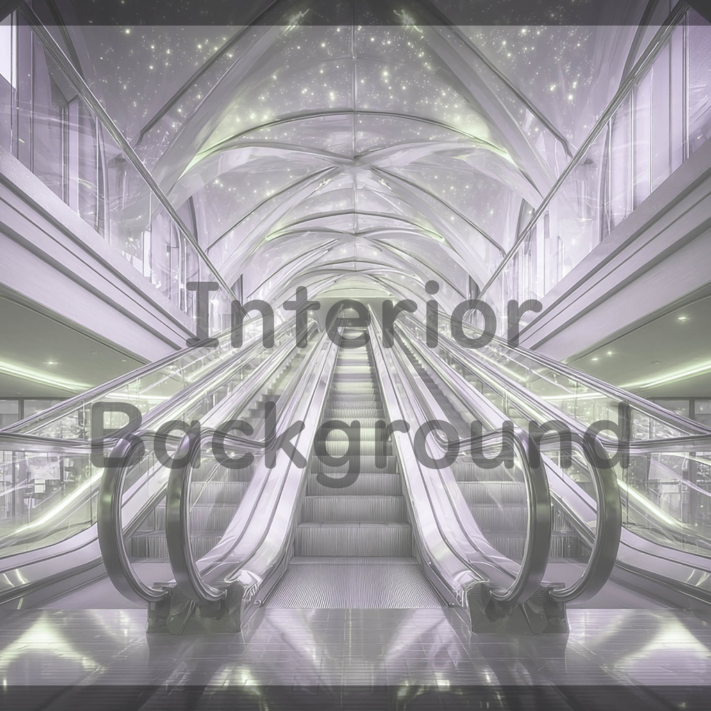04_光天井エスカレーター空間背景|未来通路デザイン(4色セット)