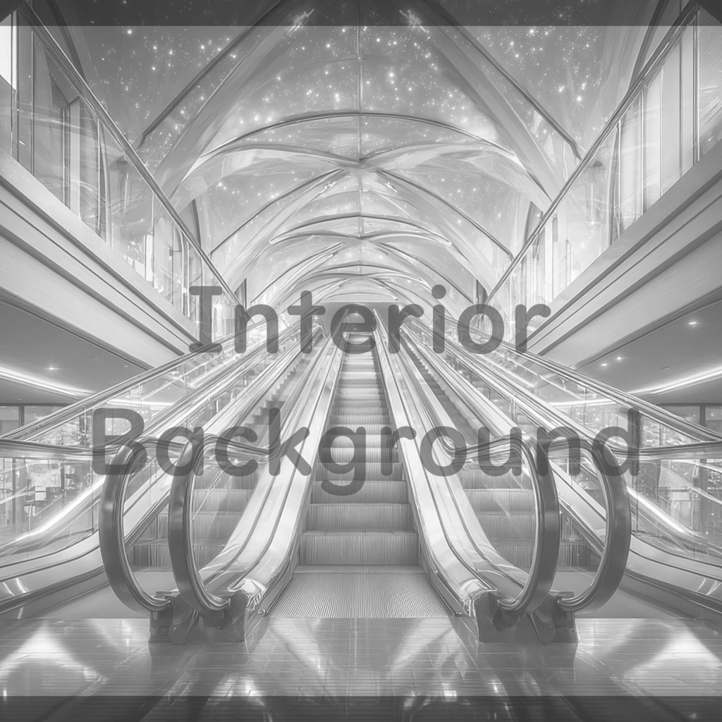 04_光天井エスカレーター空間背景|未来通路デザイン(4色セット)