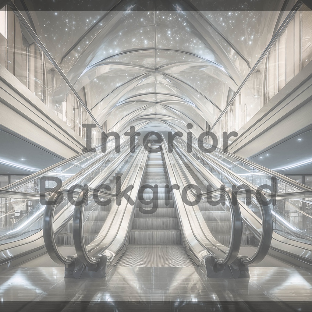04_光天井エスカレーター空間背景|未来通路デザイン(4色セット)