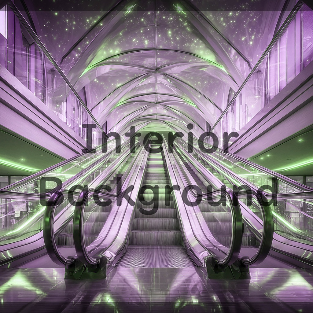 01_光天井エスカレーター空間背景|未来通路デザイン(8色セット)