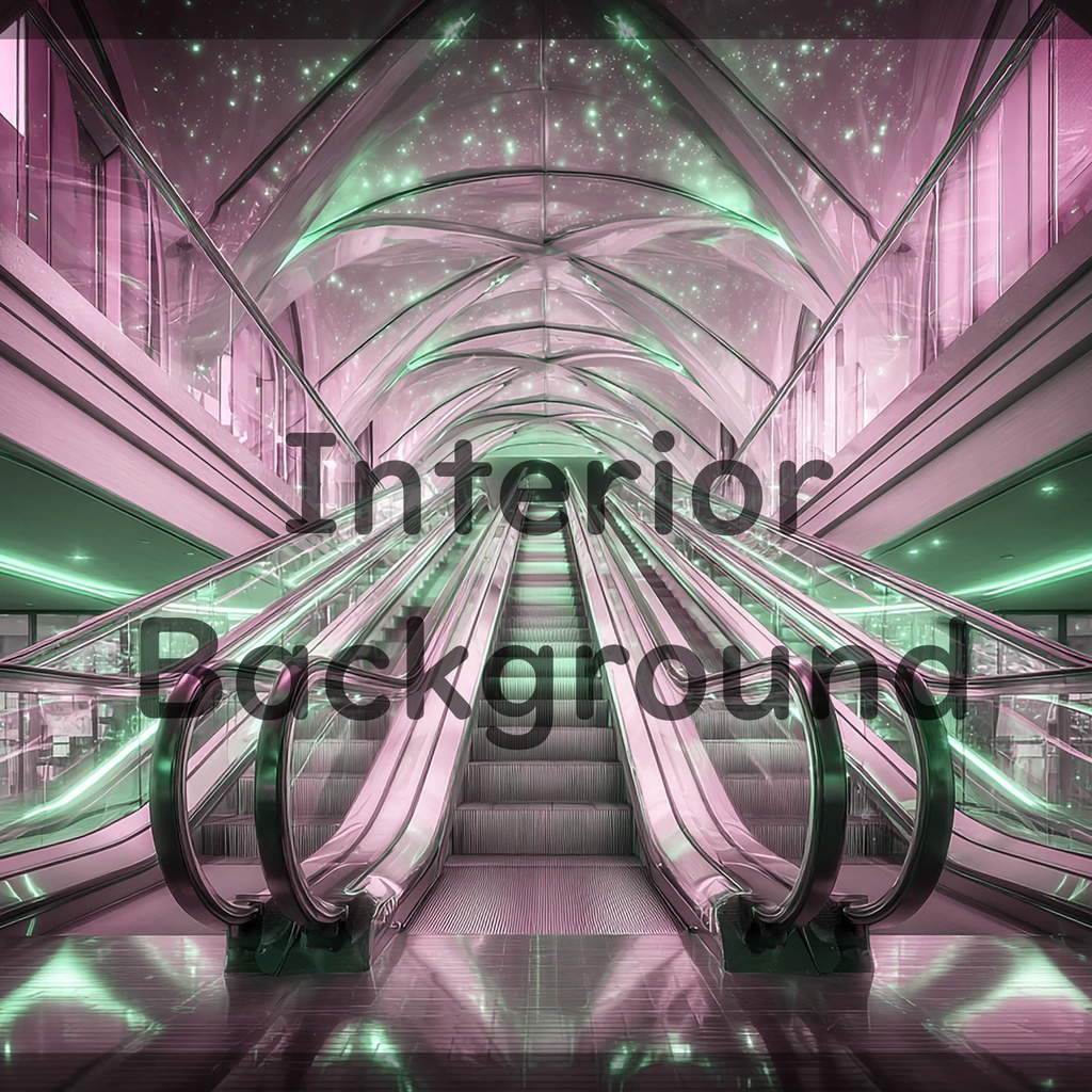01_光天井エスカレーター空間背景|未来通路デザイン(8色セット)