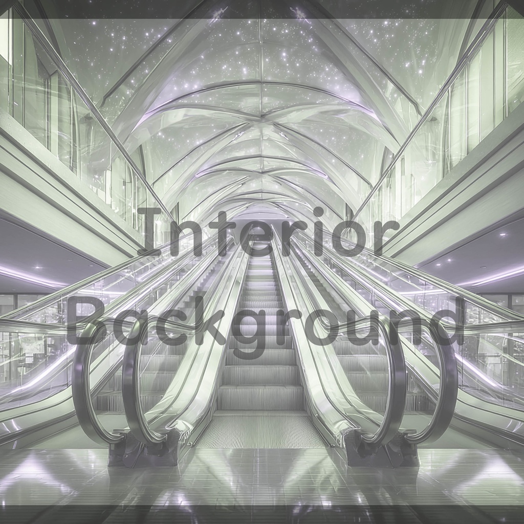 02_光天井エスカレーター空間背景|未来通路デザイン(8色セット)