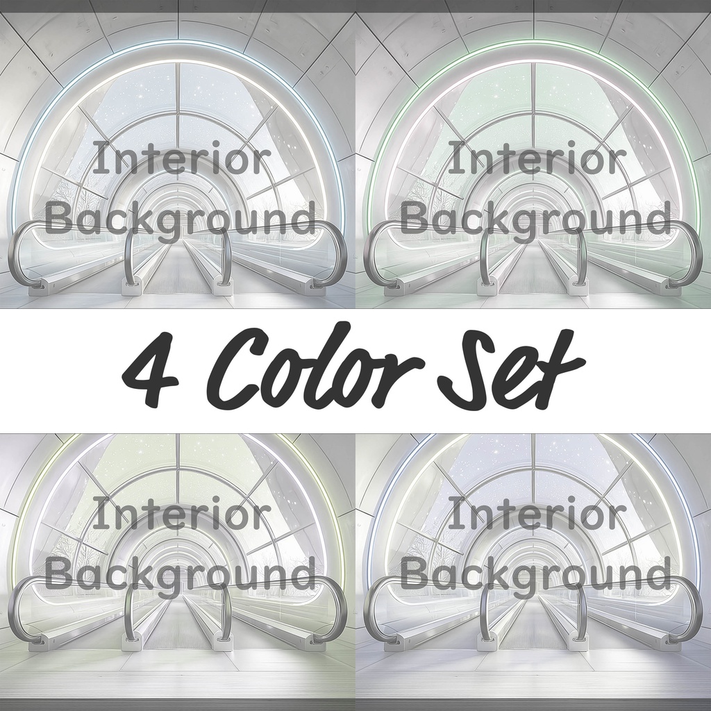 03_ガラス天井エスカレーター通路背景｜開放的な空間デザイン（4色セット）