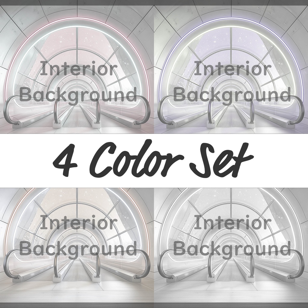 04_ガラス天井エスカレーター通路背景｜開放的な空間デザイン（4色セット）