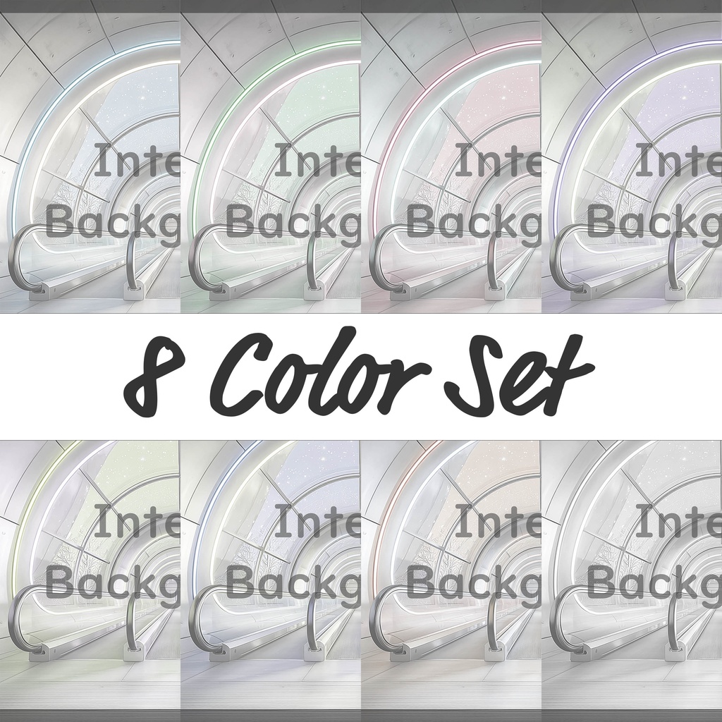 02_ガラス天井エスカレーター通路背景｜開放的な空間デザイン（8色セット）