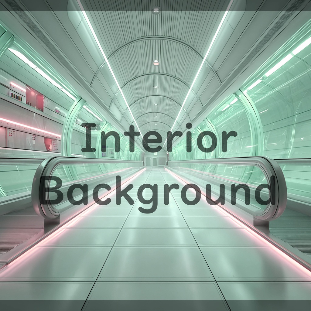 01_通路エスカレーター空間背景|近未来建築デザイン(4色セット)