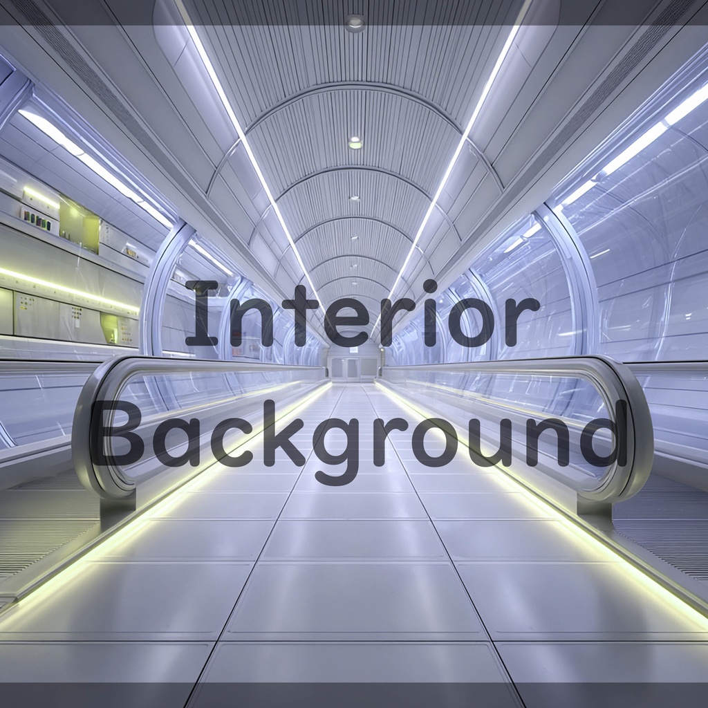 01_通路エスカレーター空間背景|近未来建築デザイン(4色セット)