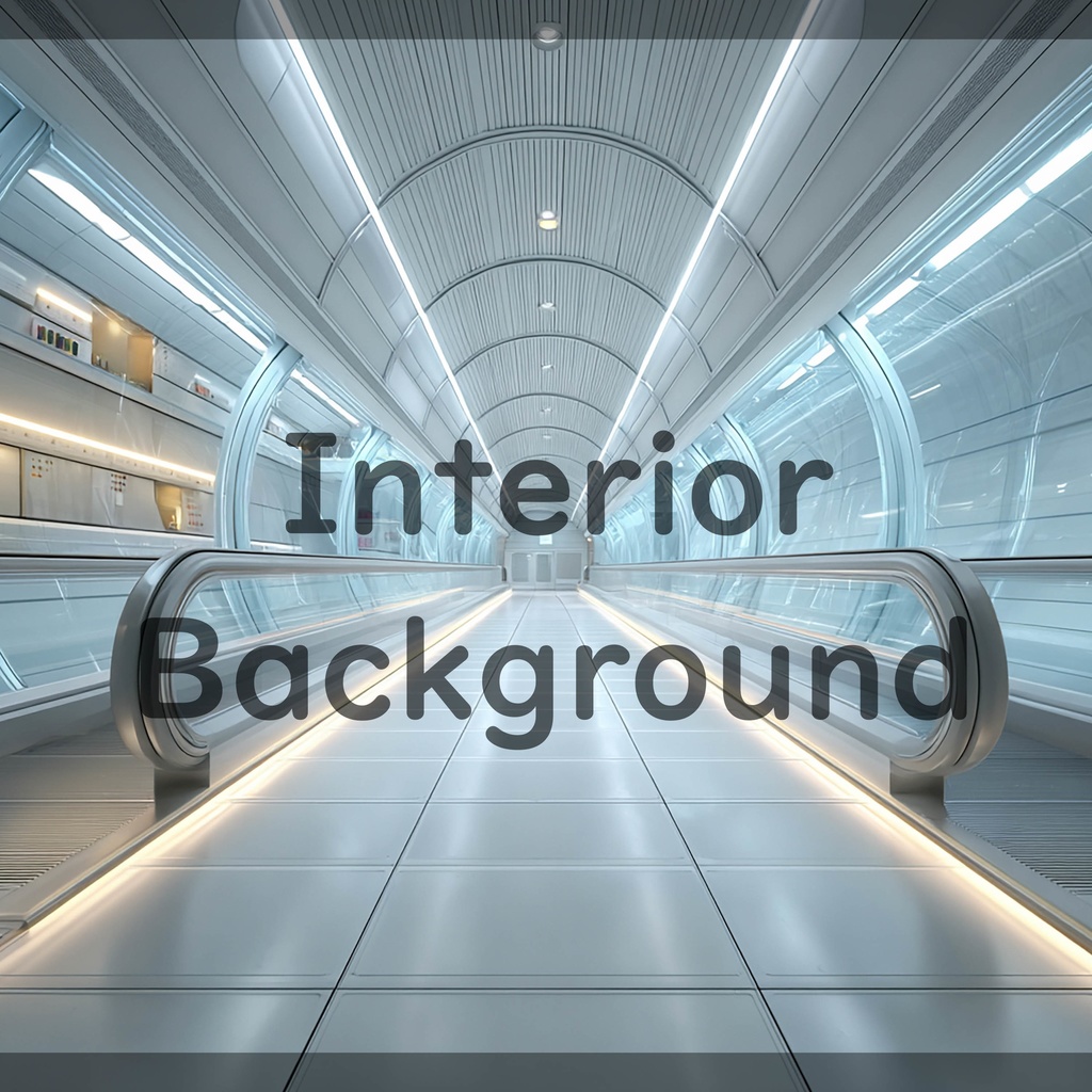 01_通路エスカレーター空間背景|近未来建築デザイン(4色セット)