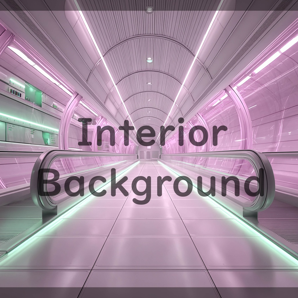 02_通路エスカレーター空間背景|近未来建築デザイン(4色セット)