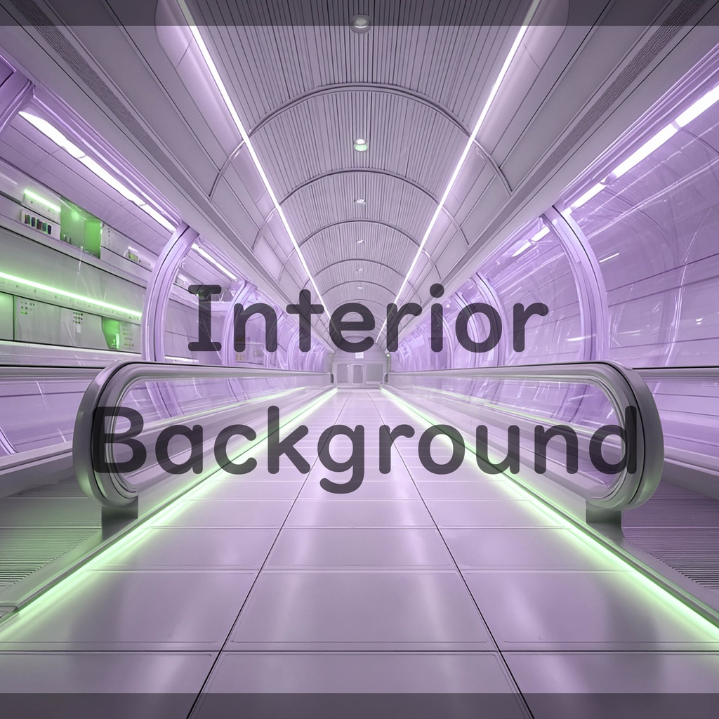 02_通路エスカレーター空間背景|近未来建築デザイン(4色セット)