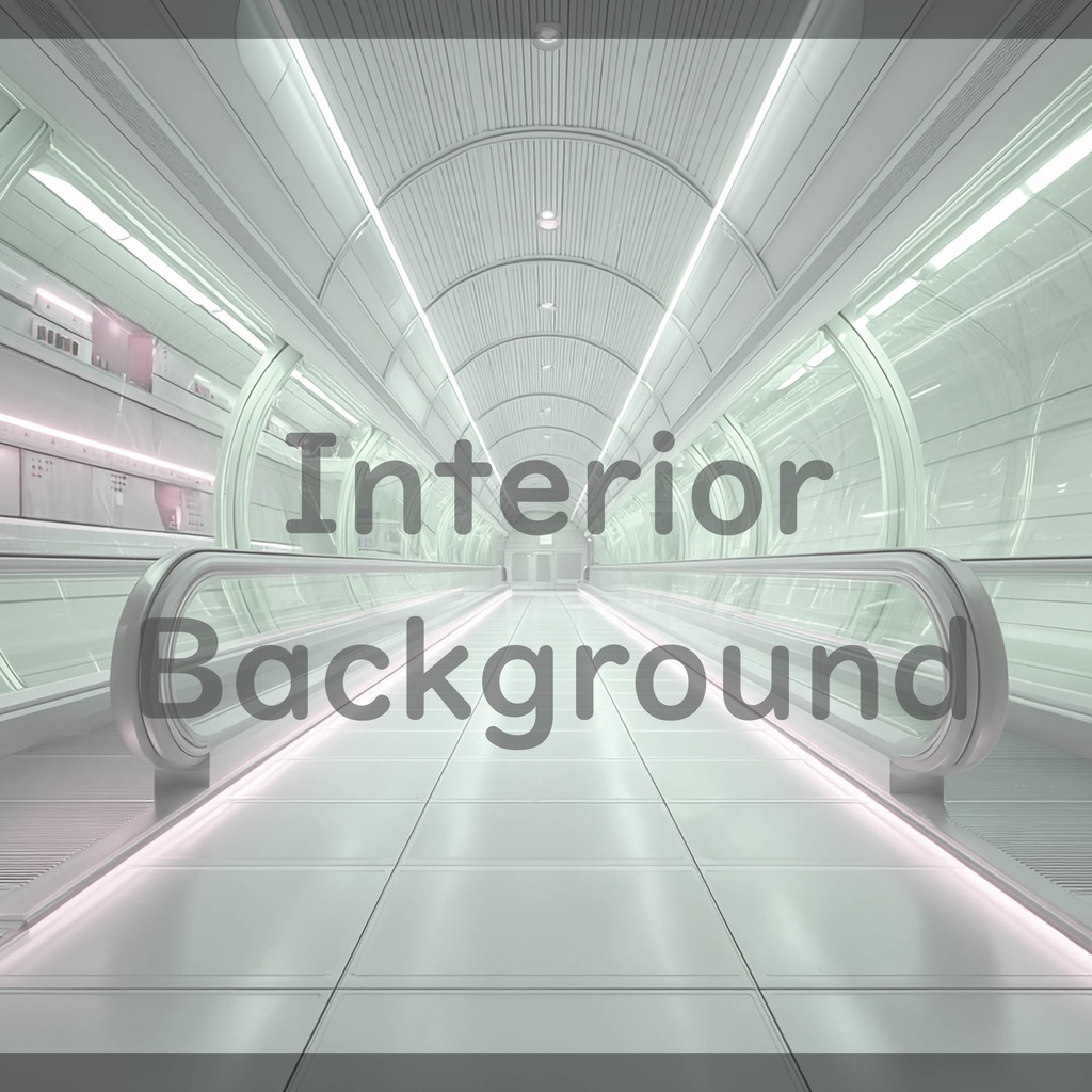 03_通路エスカレーター空間背景|近未来建築デザイン(4色セット)
