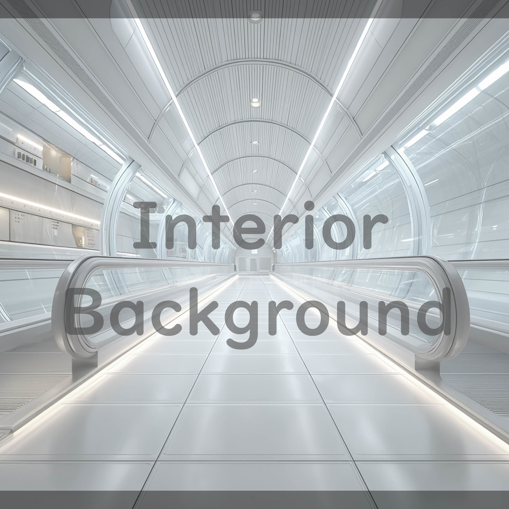 03_通路エスカレーター空間背景|近未来建築デザイン(4色セット)