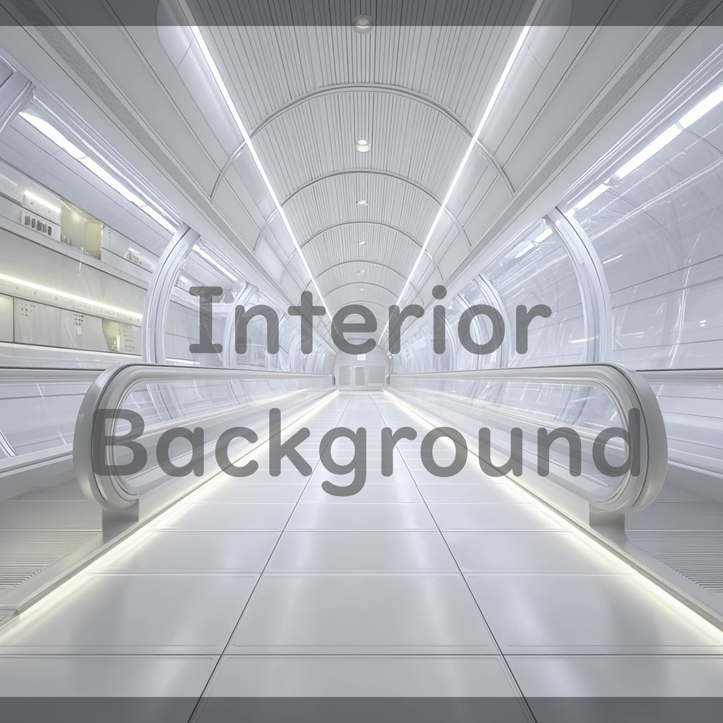 03_通路エスカレーター空間背景|近未来建築デザイン(4色セット)