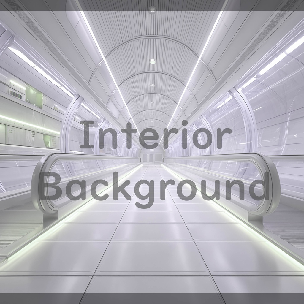 04_通路エスカレーター空間背景|近未来建築デザイン(4色セット)