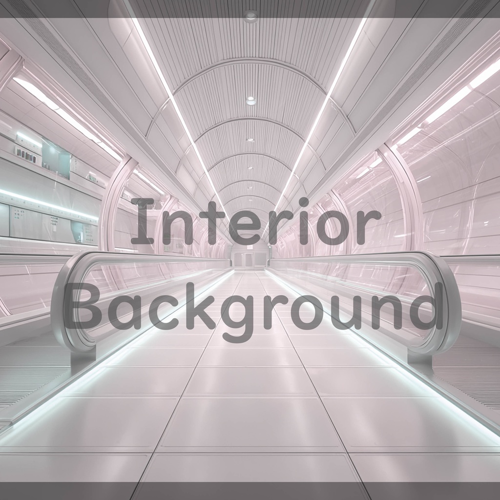 04_通路エスカレーター空間背景|近未来建築デザイン(4色セット)