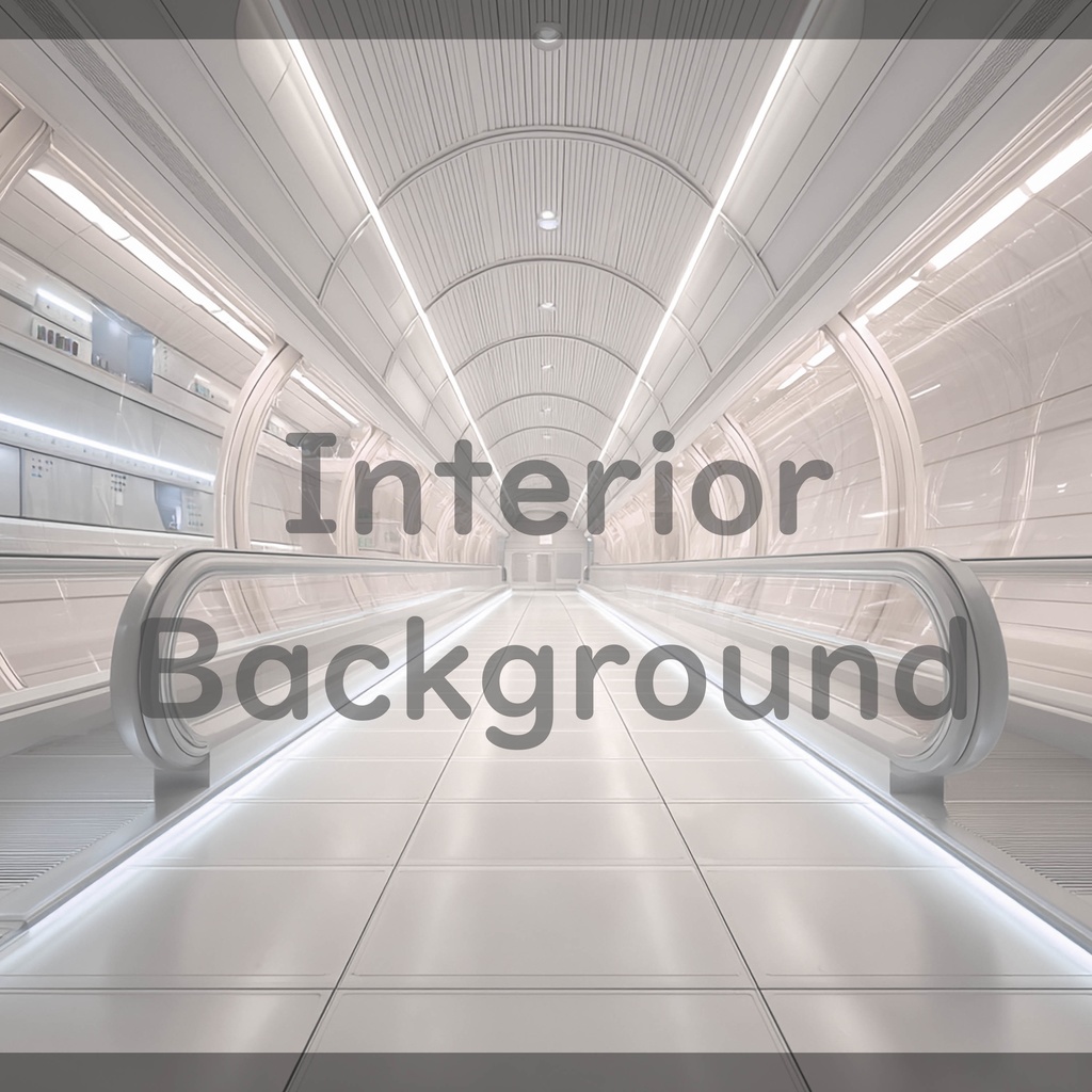 04_通路エスカレーター空間背景|近未来建築デザイン(4色セット)