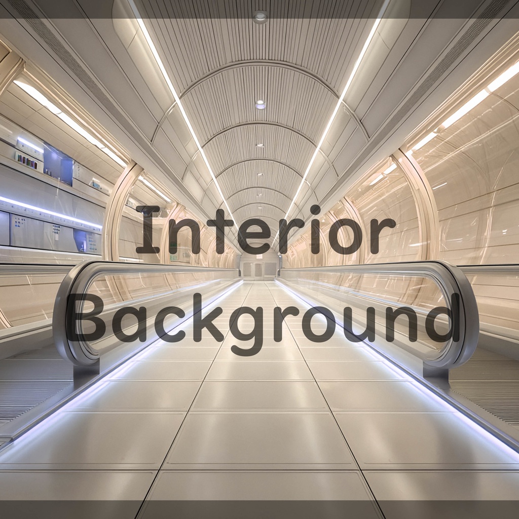 01_通路エスカレーター空間背景|近未来建築デザイン(8色セット)