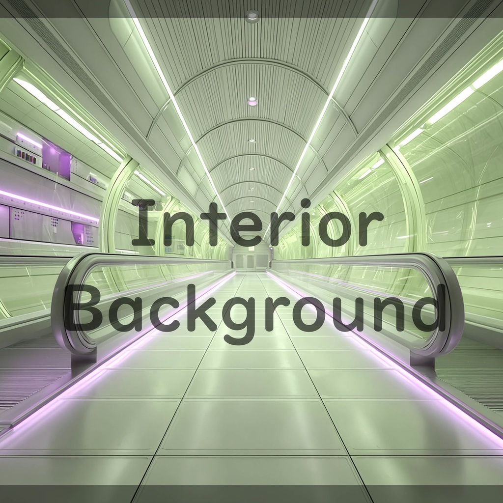 01_通路エスカレーター空間背景|近未来建築デザイン(8色セット)