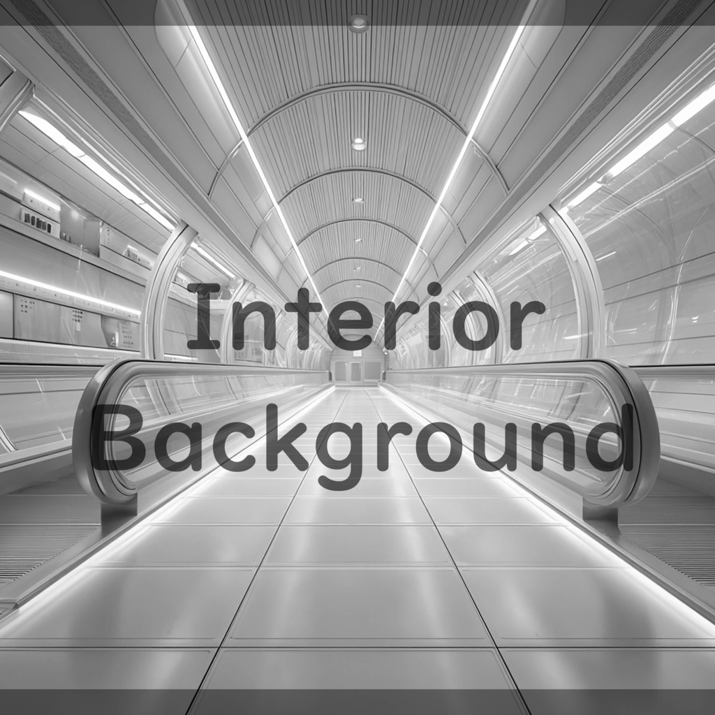 01_通路エスカレーター空間背景|近未来建築デザイン(8色セット)