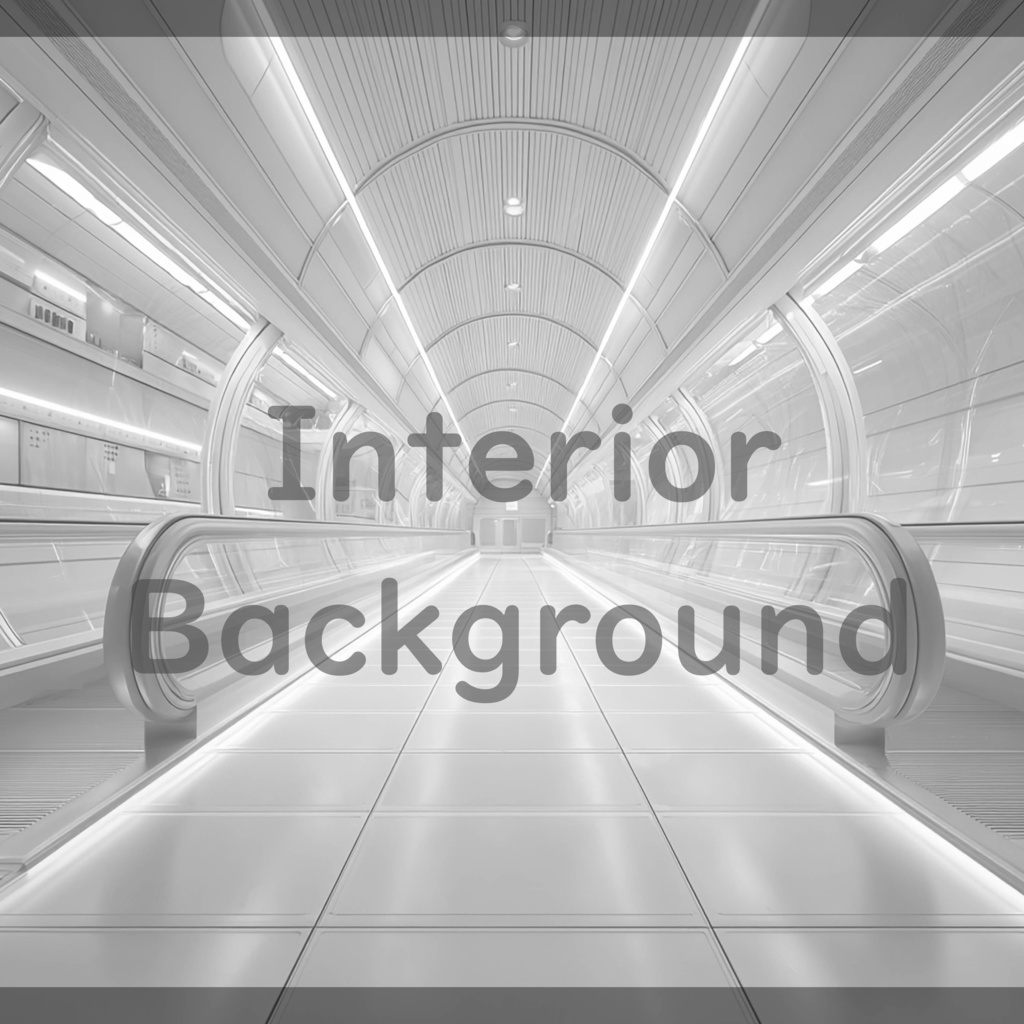 02_通路エスカレーター空間背景|近未来建築デザイン(8色セット)