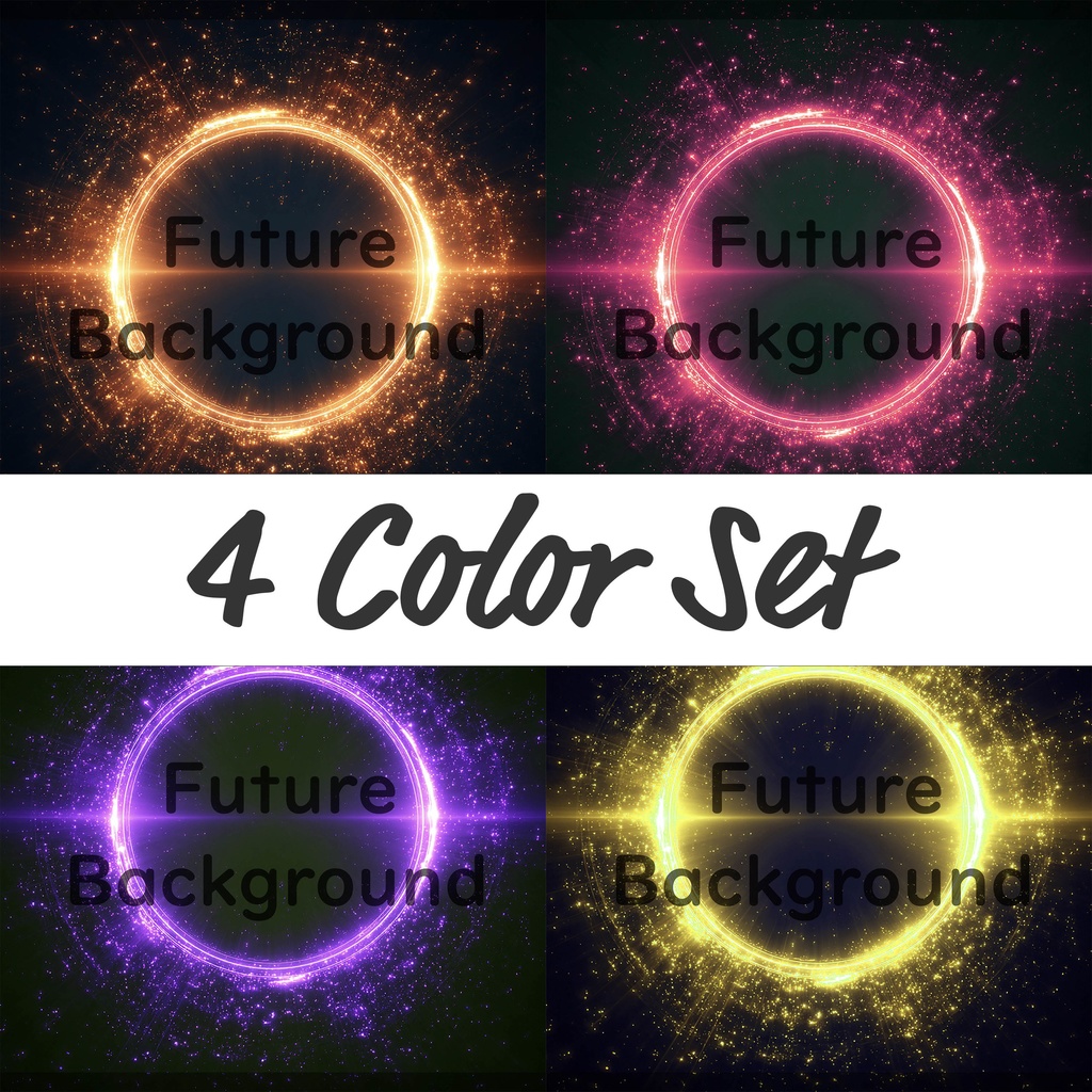 01_光粒子エネルギーリング背景｜幻想空間デザイン（4色セット）
