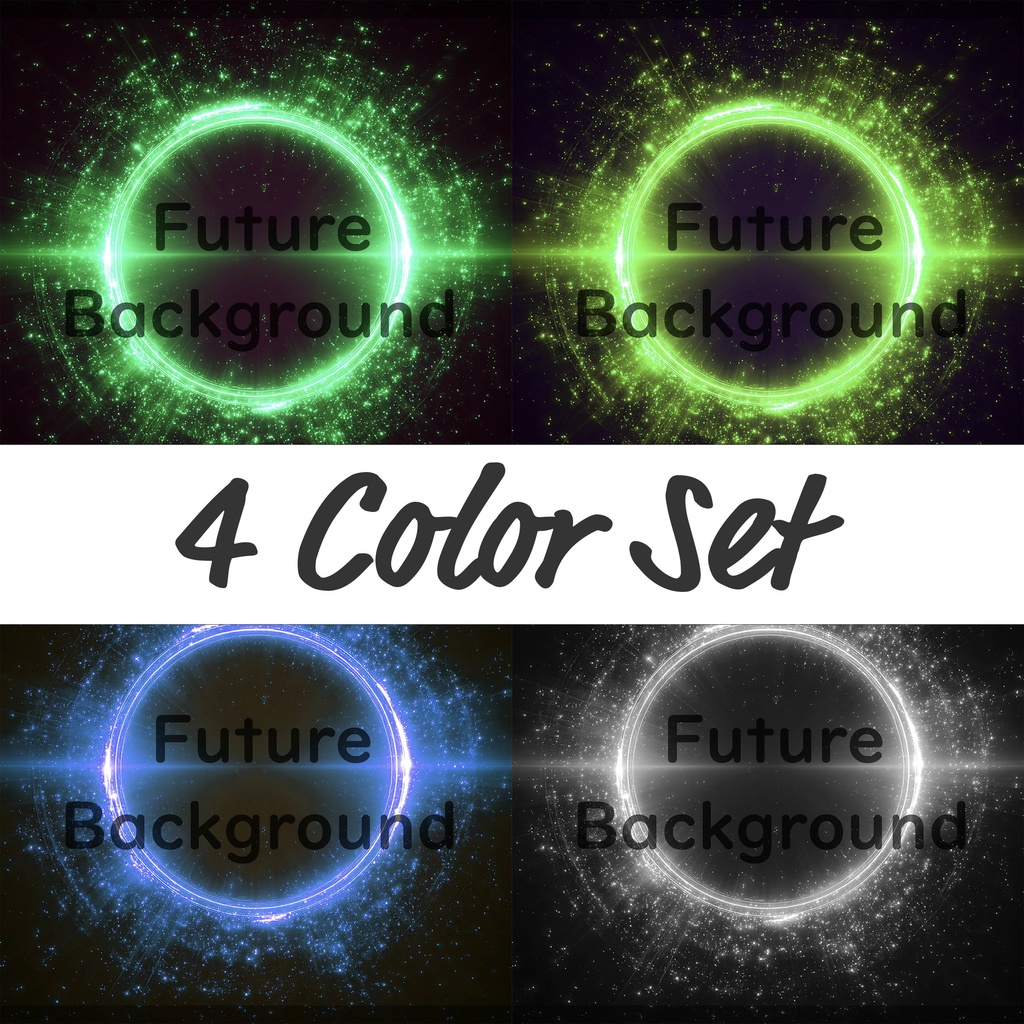 02_光粒子エネルギーリング背景｜幻想空間デザイン（4色セット）