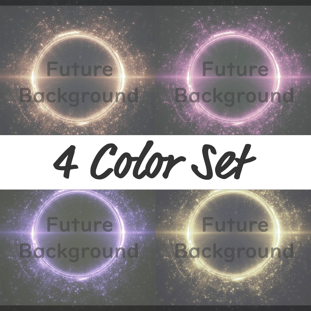 03_光粒子エネルギーリング背景｜幻想空間デザイン（4色セット）