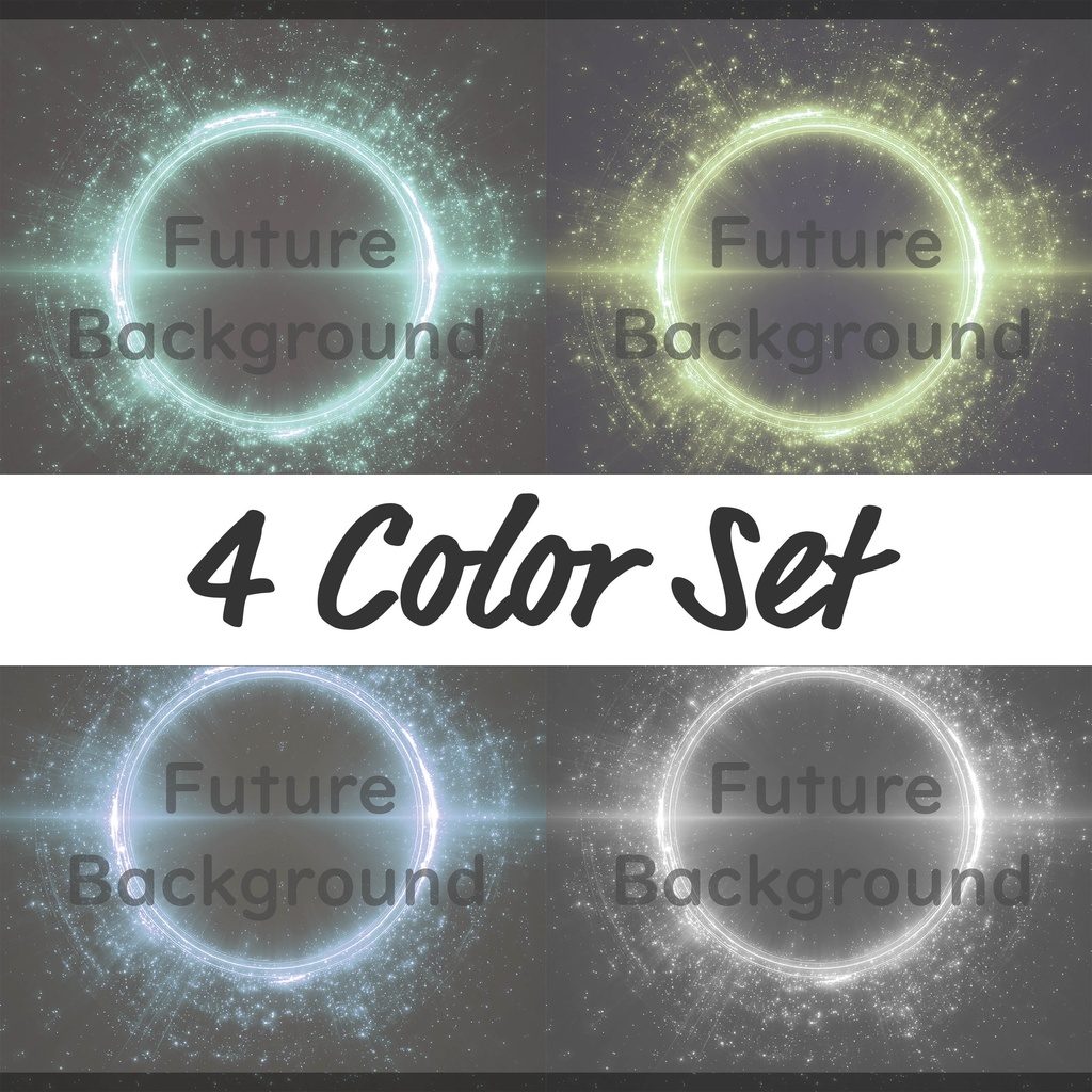 04_光粒子エネルギーリング背景｜幻想空間デザイン（4色セット）