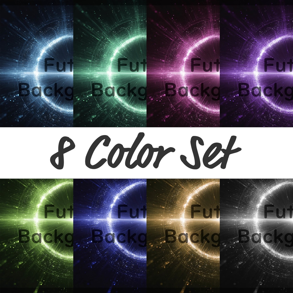 01_光粒子エネルギーリング背景｜幻想空間デザイン（8色セット）