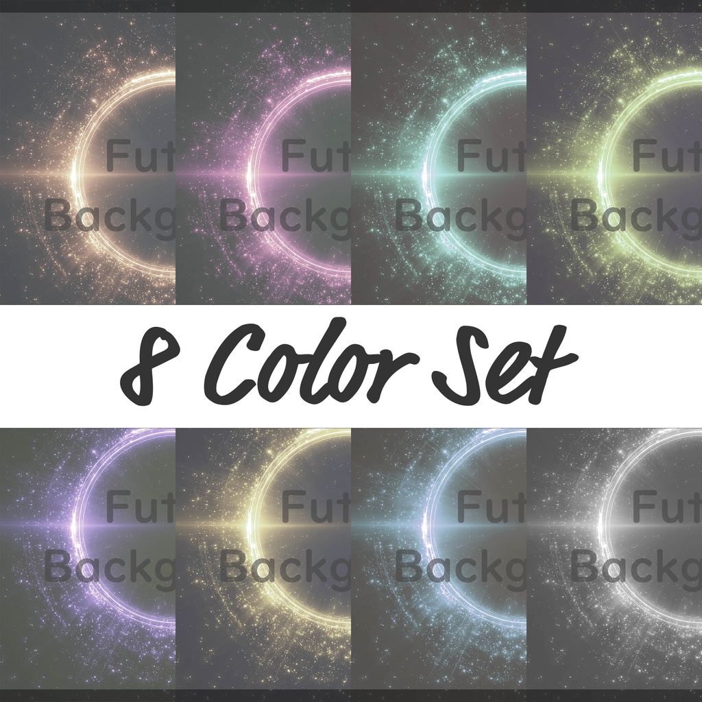 02_光粒子エネルギーリング背景｜幻想空間デザイン（8色セット）