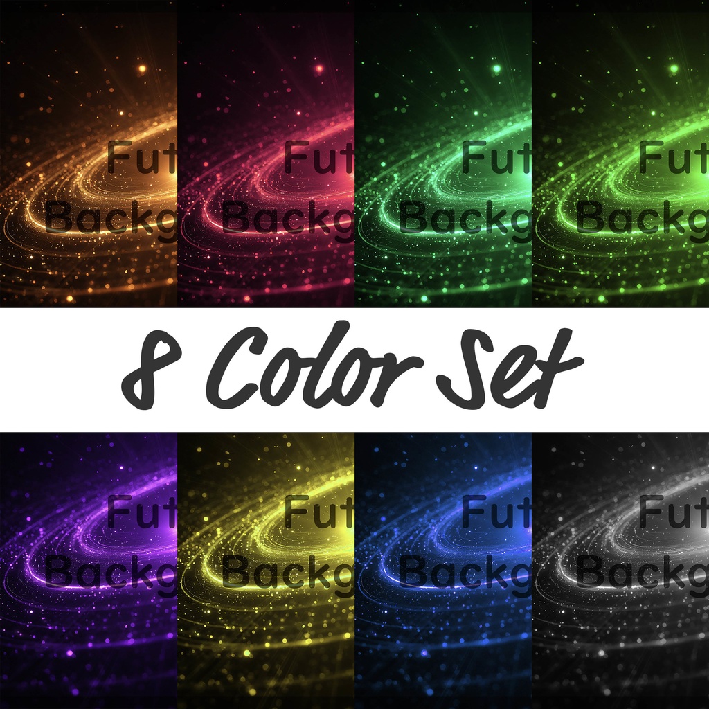 01_光粒子エネルギー軌道背景｜幻想リング空間デザイン（8色セット）