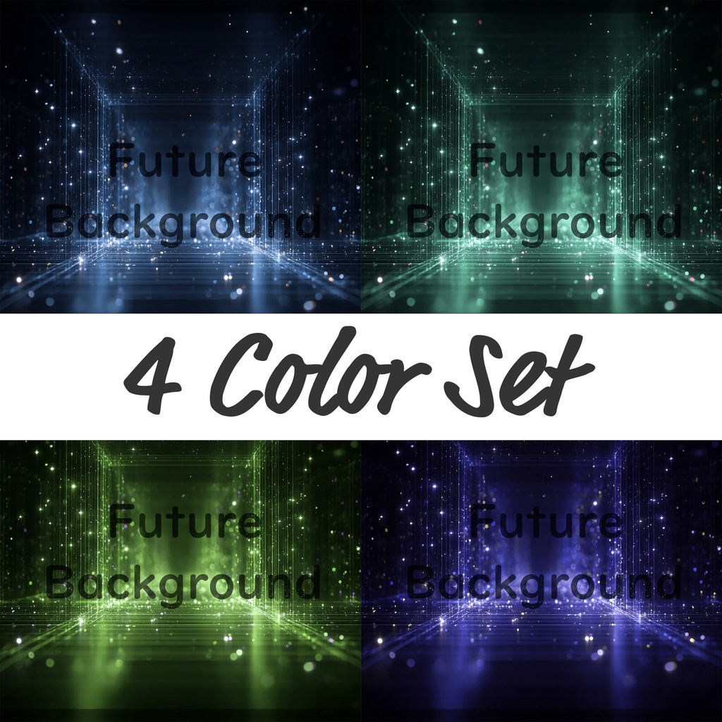 01_デジタルライトフレーム空間背景素材｜無限に広がる未来空間デザイン（4色セット）