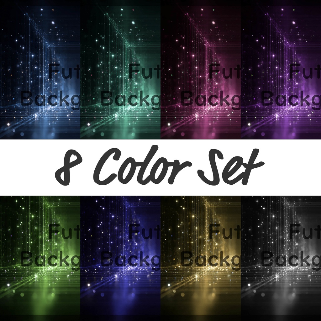 01_デジタルライトフレーム空間背景素材｜無限に広がる未来空間デザイン（8色セット）